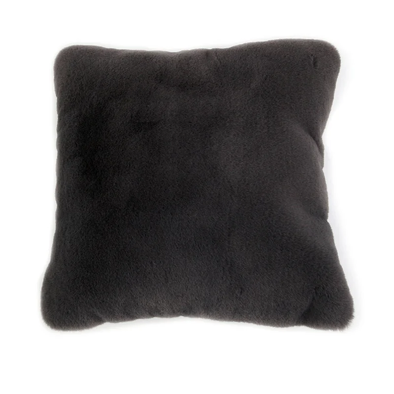 Benzara 20 X 20 Inch Fabric Upholstered Accent Pillow with Fur Like Texture, Gray