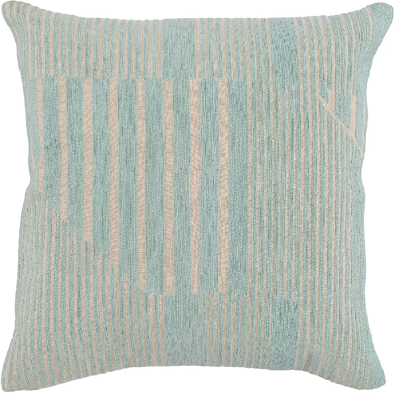 Benzara BM228743 Fabric Throw Pillow with Woven Striped Pattern and Knife Edge Finish, Blue