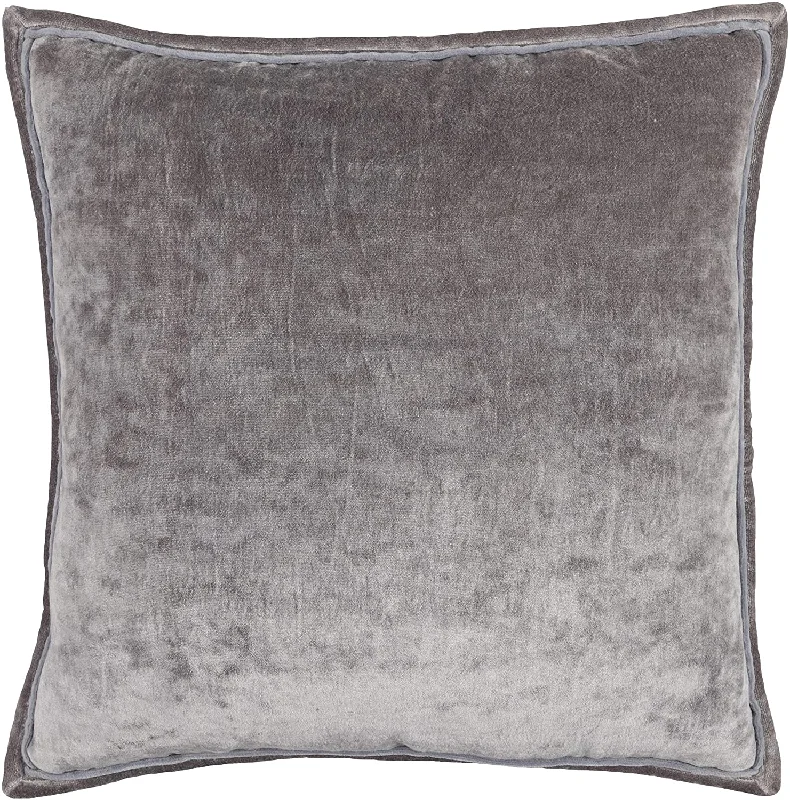 Benzara BM228791 Fabric Throw Pillow with Shine and Solid Color Pattern, Gray