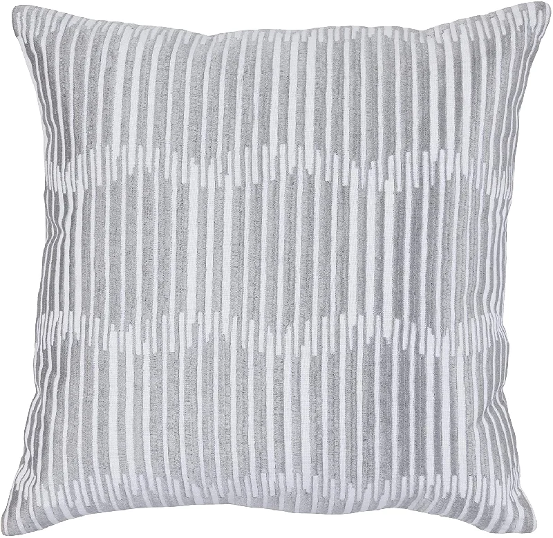 Benzara BM228883 Fabric Throw Pillow with Stripes Pattern and Wavy Design, Gray