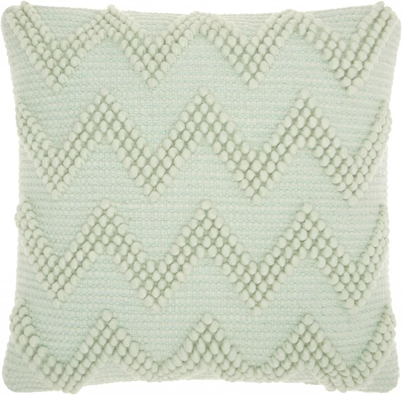 Boho Seafoam Green Textural Chevron Throw Pillow