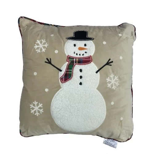 Brentwood Decorative Holiday Snowman Throw Pillow - 20'' X 20''