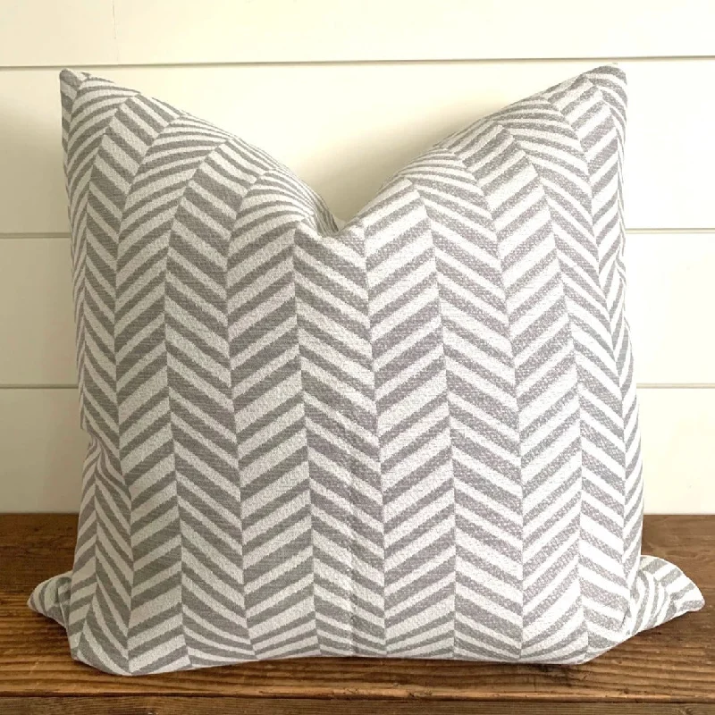 ZIGGY (MEDIUM GRAY)|| Chevron Indoor/Outdoor Pillow Cover