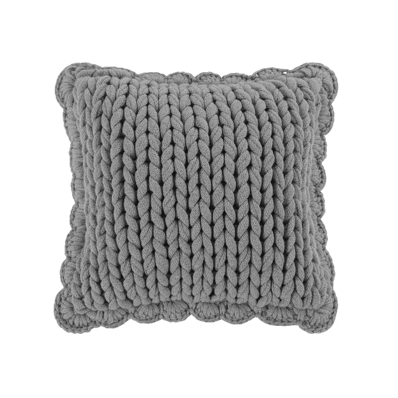 Decorative Pillow Chunky Knitted Grey