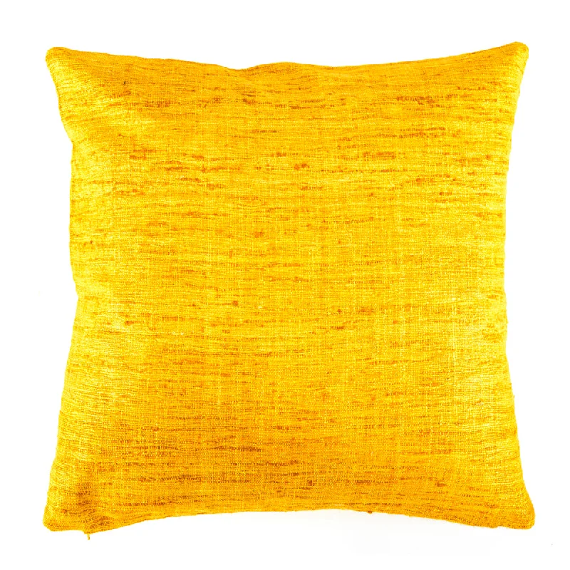 Yellow Frayed Weave Pillow - Square