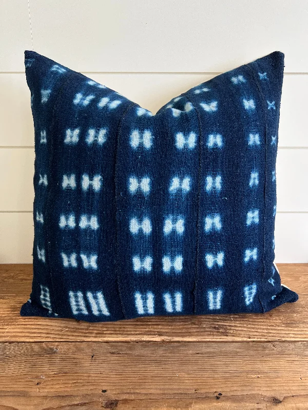 QUINN || Indigo Authentic African Mud Cloth Pillow Cover