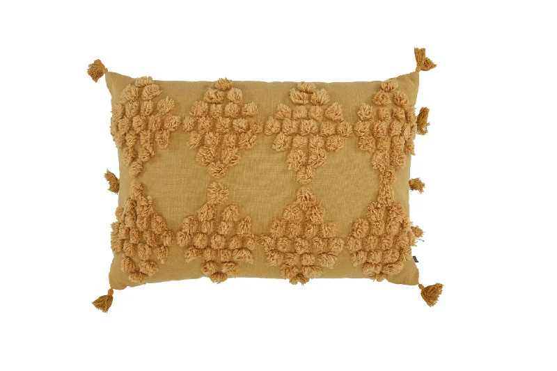 Yellow Gold Pompom Lumbar Pillow