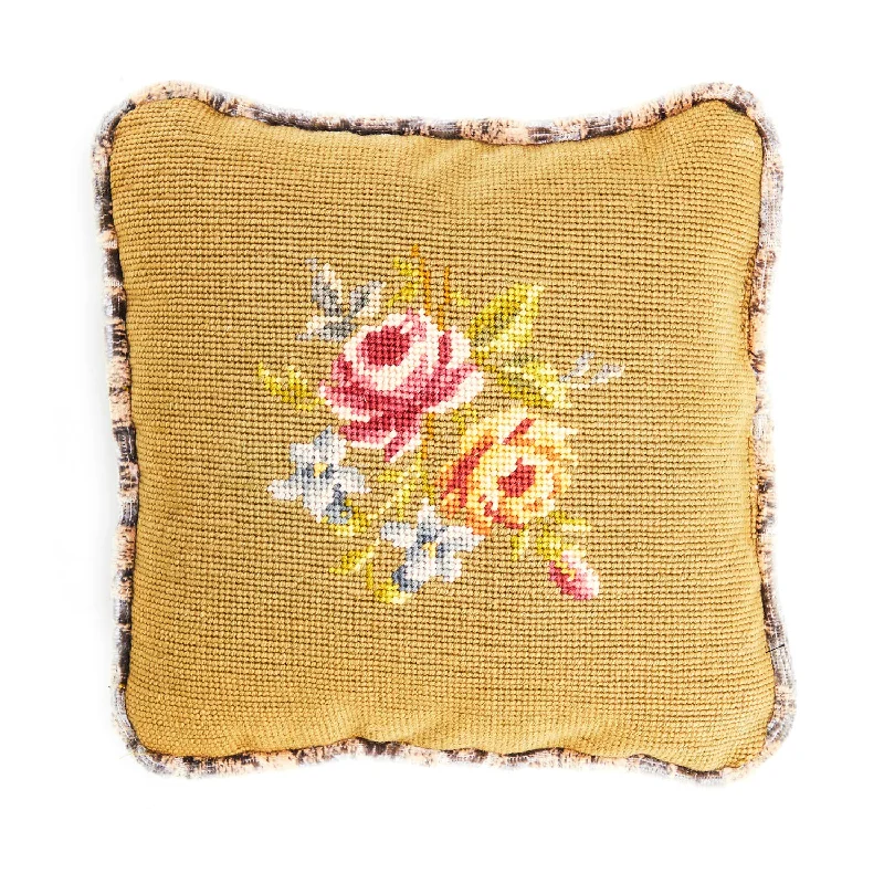 Vintage Green Cross Stitch Pillow