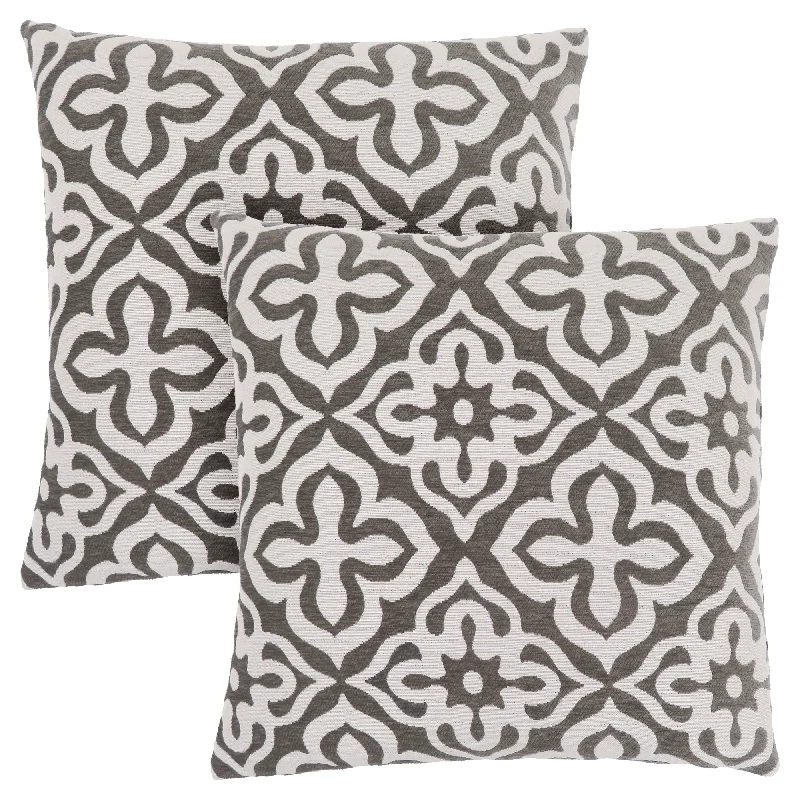 Monarch Pillow - 18"X 18" Dark Taupe Motif Design 2Pcs