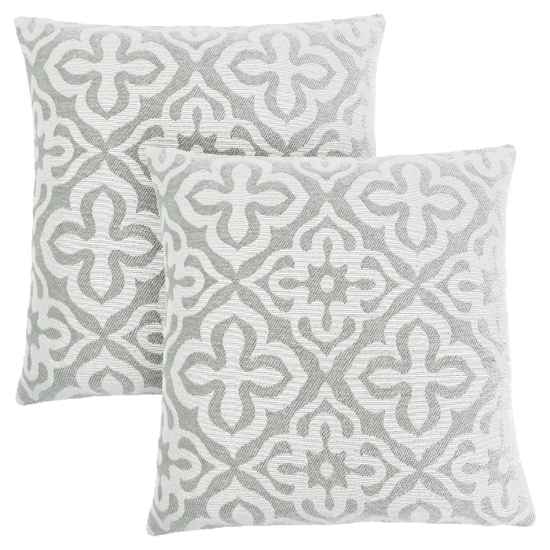 Monarch Pillow - 18"X 18" Light Grey Motif Design 2Pcs