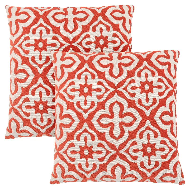 Monarch Pillow - 18"X 18" Orange Motif Design 2Pcs