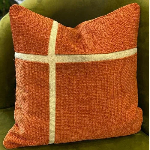 Orange Square Modern Throw Pillow