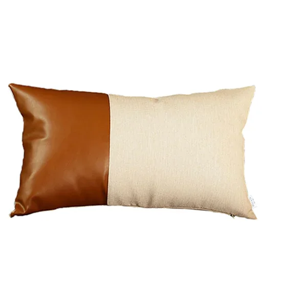 Set of Four 12" X 20" Brown and White Lumbar Throw Pillow