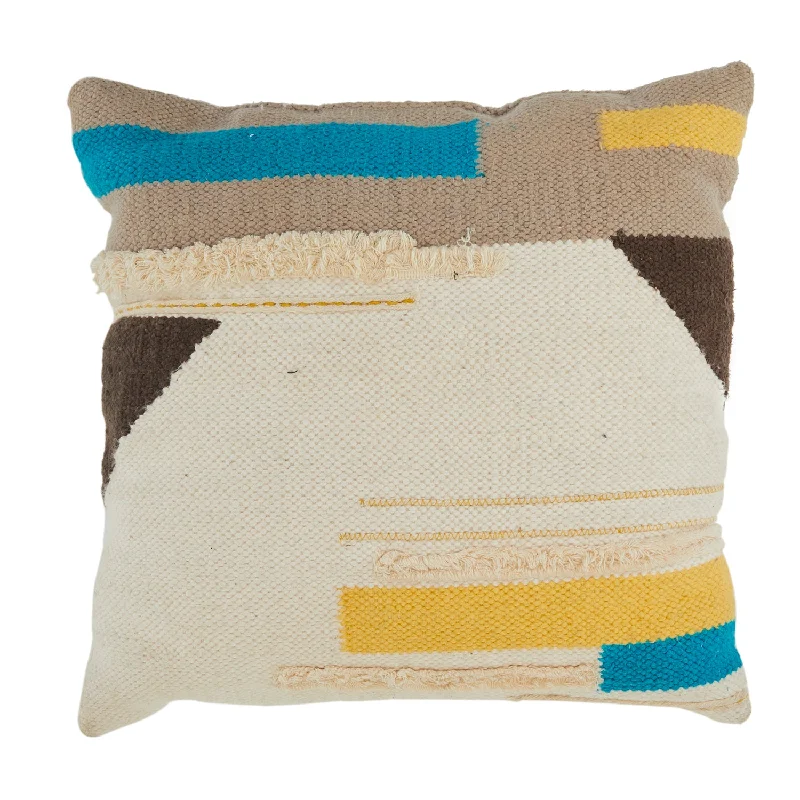 White Abstract Textile Pillow