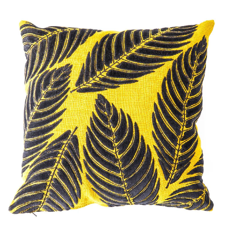 Yellow and Black Banana Leaf Pillow