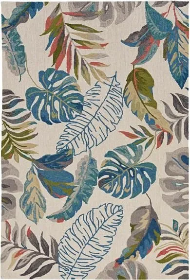 Harbor 4211 Palms Ivory/Teal Rugs