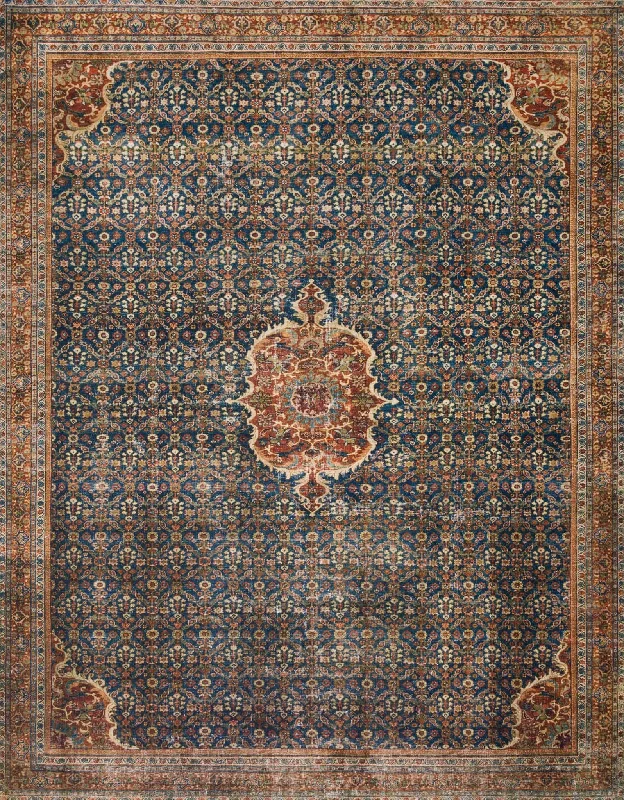 Layla LAY-09 Cobalt Blue/Spice Rug