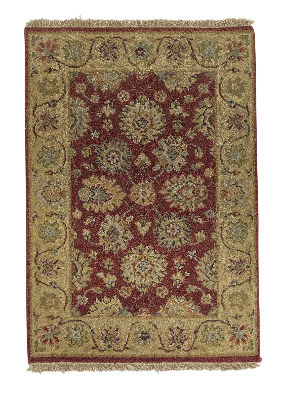 Oriental Rug Indian Handmade Area Transitional 2'1"x3'0" (2x3) Yellow/Gold Red Oushak Design #32550