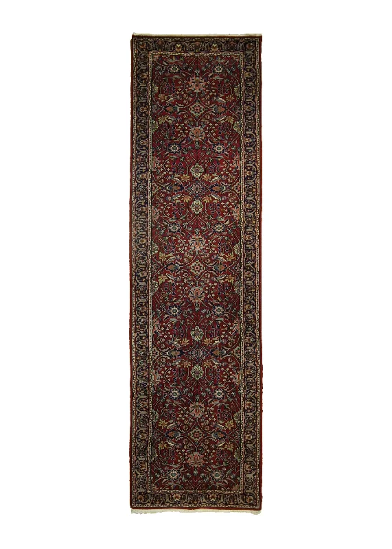 Oriental Rug Indian Handmade Runner Traditional 2'8"x9'10" (3x10) Red Floral Jaipur Design #A35130