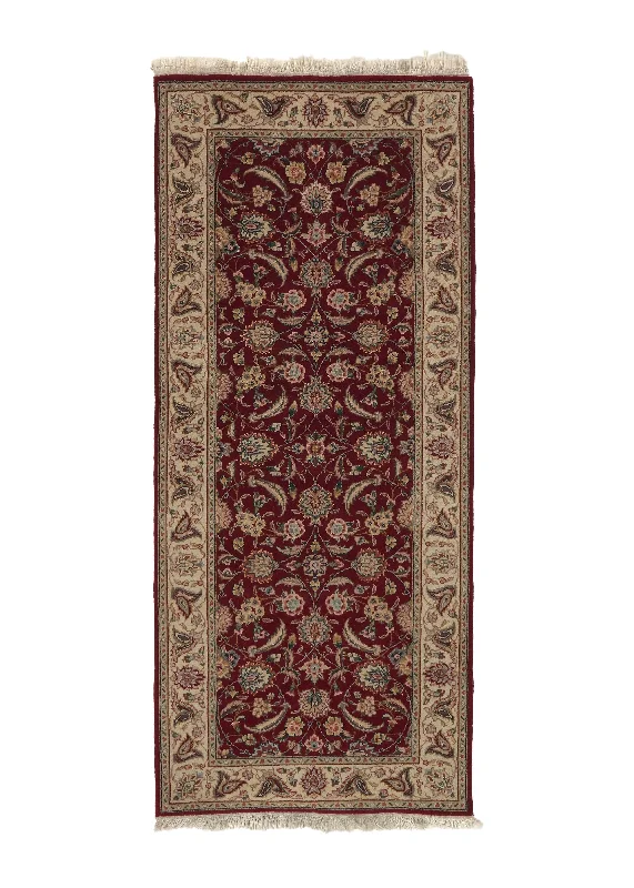 Oriental Rug Indian Handmade Runner Traditional 2'7"x6'1" (3x6) Red Floral Design #35175