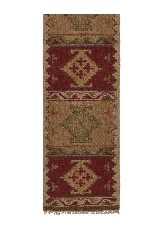 Oriental Rug Indian Handmade Runner Transitional Tribal 2'6"x10'0" (3x10) Multi-color Dhurrie Geometric Design #32680