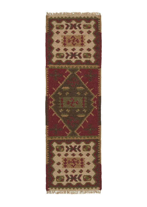 Oriental Rug Indian Handmade Runner Tribal 2'6"x8'0" (3x8) Multi-color Dhurrie Geometric Design #32688