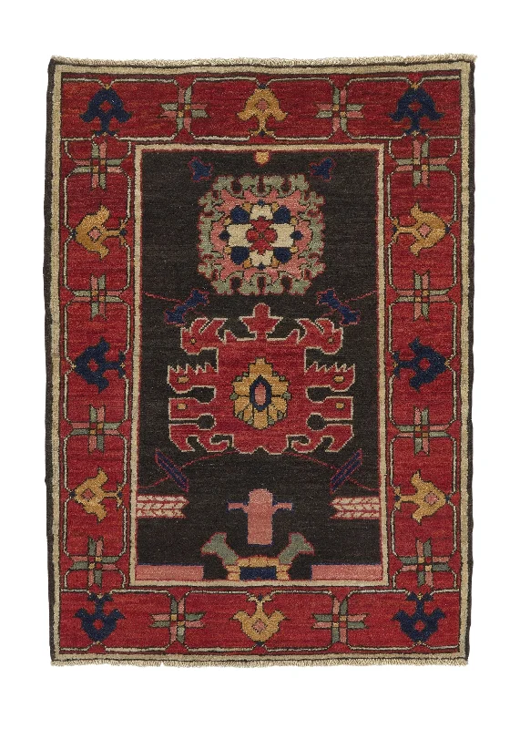 Oriental Rug Pakistani Handmade Area Transitional 2'4"x3'3" (2x3) Red Green Kazak Design #35332