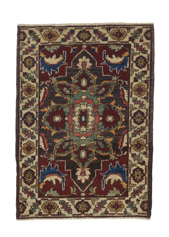 Oriental Rug Pakistani Handmade Area Transitional 2'4"x3'3" (2x3) Whites/Beige Green Heriz Design #35342