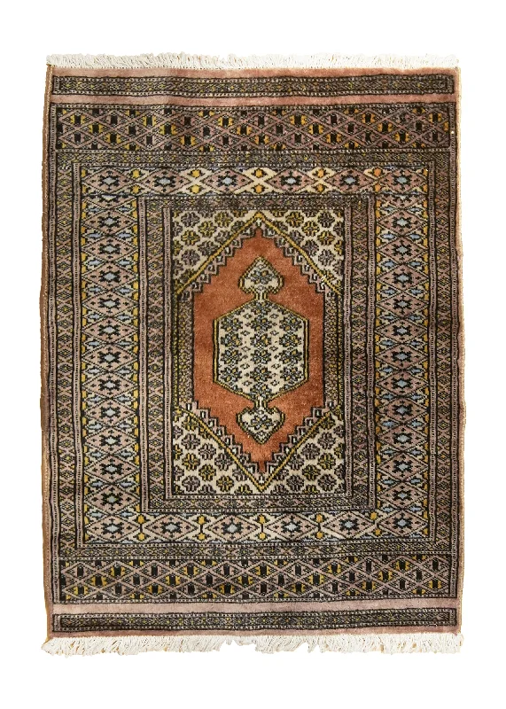 Oriental Rug Pakistani Handmade Area Tribal 2'0"x2'8" (2x3) Orange Geometric Bokhara Design #A35123