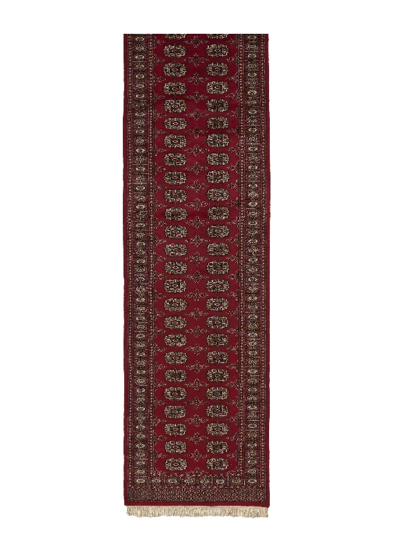 Oriental Rug Pakistani Handmade Runner Tribal 2'6"x10'0" (3x10) Red Bokhara Elephant Foot Design #22633