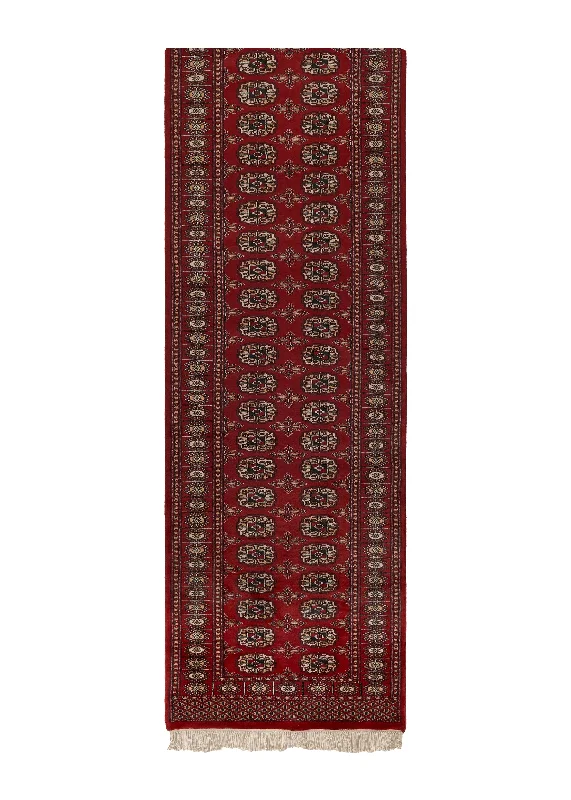 Oriental Rug Pakistani Handmade Runner Tribal 2'7"x13'4" (3x13) Red Bokhara Elephant Foot Design #22627