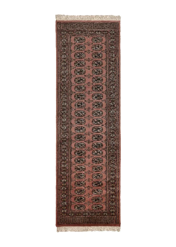 Oriental Rug Pakistani Handmade Runner Tribal 2'6"x8'2" (3x8) Pink Bokhara Elephant Foot Design #18741