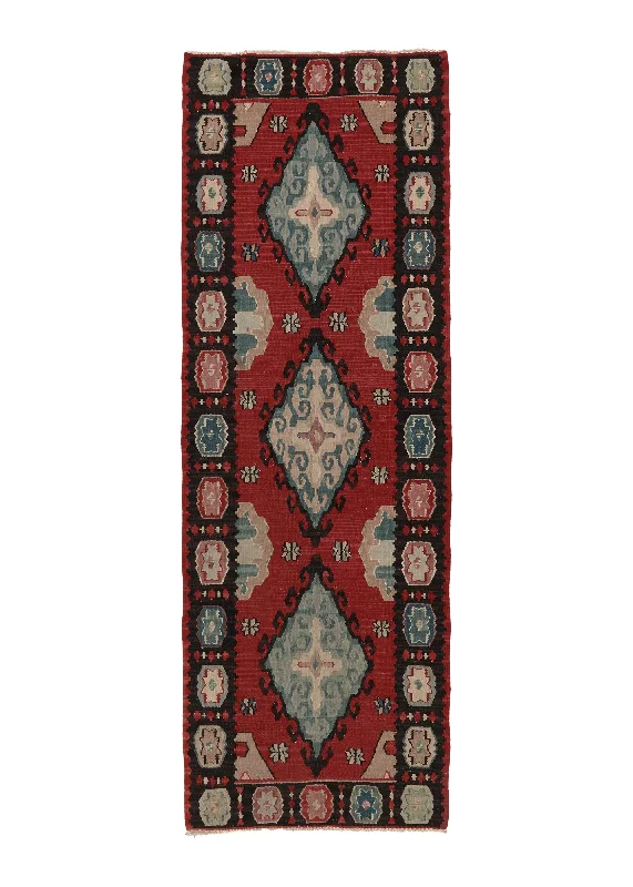 Oriental Rug Turkish Handmade Runner Tribal 2'10"x7'11" (3x8) Red Geometric Design #34338