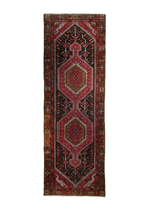 Persian Rug Azerbaijan Handmade Runner Tribal Vintage 3'6"x10'5" (4x10) Red Geometric Design #A35121