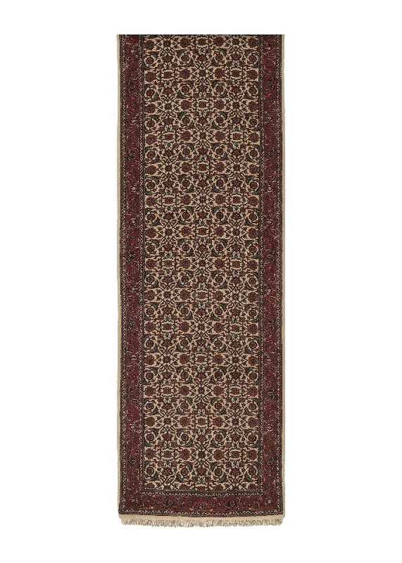 Persian Rug Bijar Handmade Runner Traditional 2'6"x9'6" (3x10) Red Whites/Beige Herati Design #34729