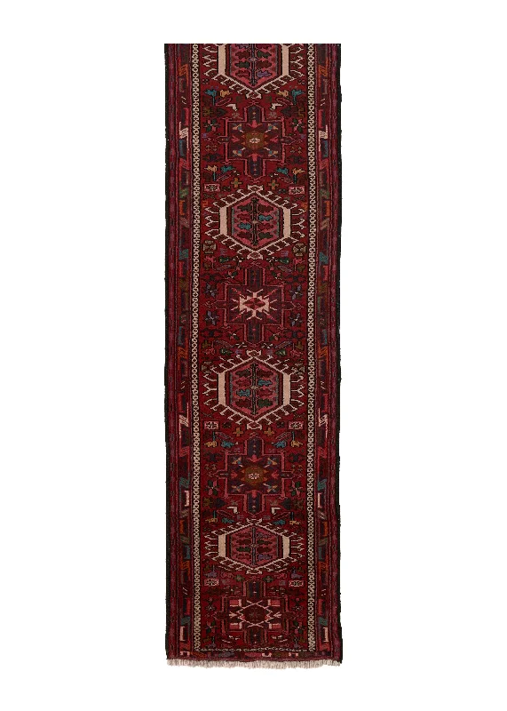 Persian Rug Gharajeh Handmade Runner Tribal 2'5"x10'0" (2x10) Red Geometric Design #33355