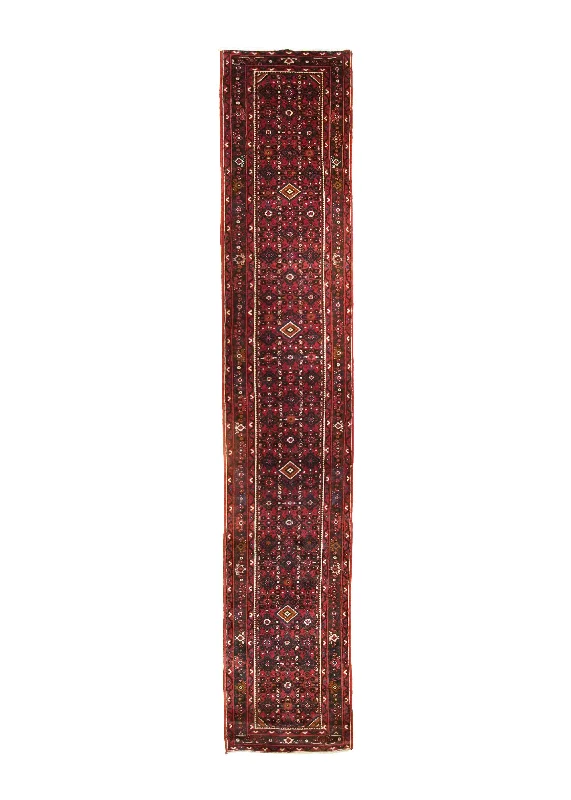 Persian Rug Hamadan Handmade Runner Tribal 2'11"x16'1" (3x16) Red Geometric Design #A22086