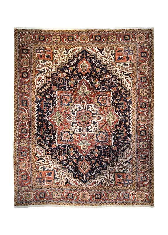 Persian Rug Heriz Handmade Area Antique Tribal 9'9"x12'6" (10x13) Red Blue Geometric Design #A30196