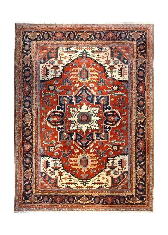 Persian Rug Heriz Handmade Area Tribal Vintage 12'8"x16'8" (13x17) Red Geometric Design #A35122