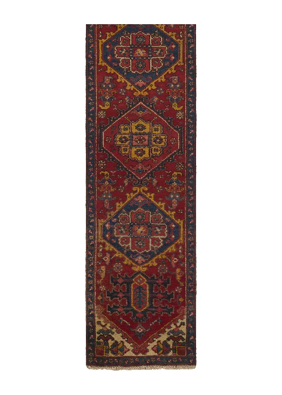 Persian Rug Heriz Handmade Runner Tribal Vintage 2'4"x9'8" (2x10) Red Geometric Design #30680