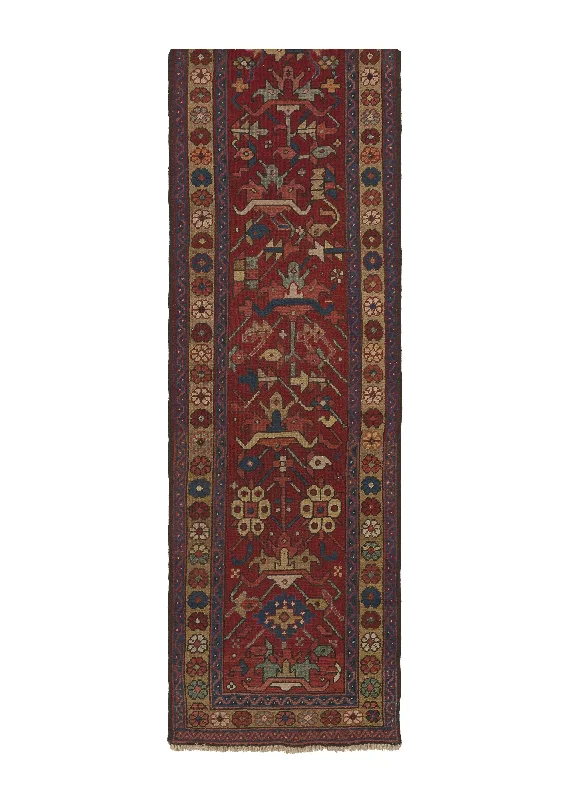 Persian Rug Heriz Handmade Runner Tribal Vintage 2'3"x8'8" (2x9) Red Geometric Design #26779