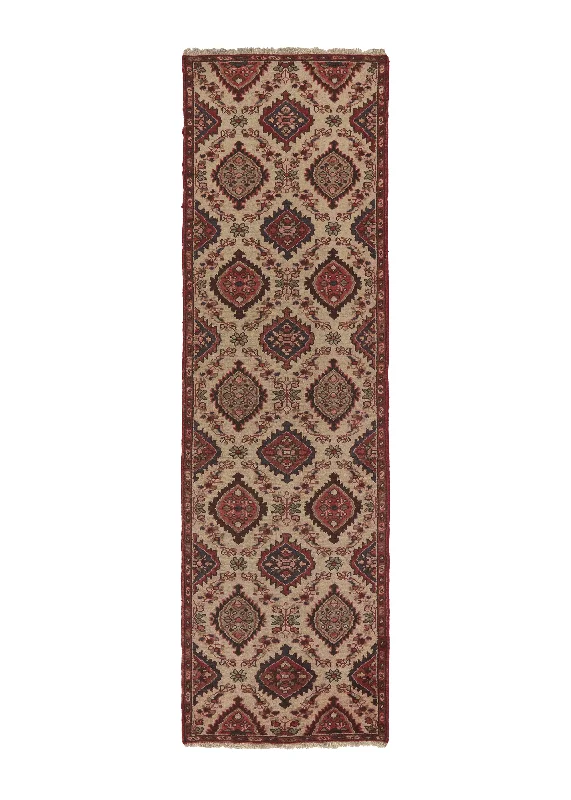 Persian Rug Malayer Handmade Runner Tribal 2'7"x9'2" (3x9) Whites/Beige Red Geometric Design #35096