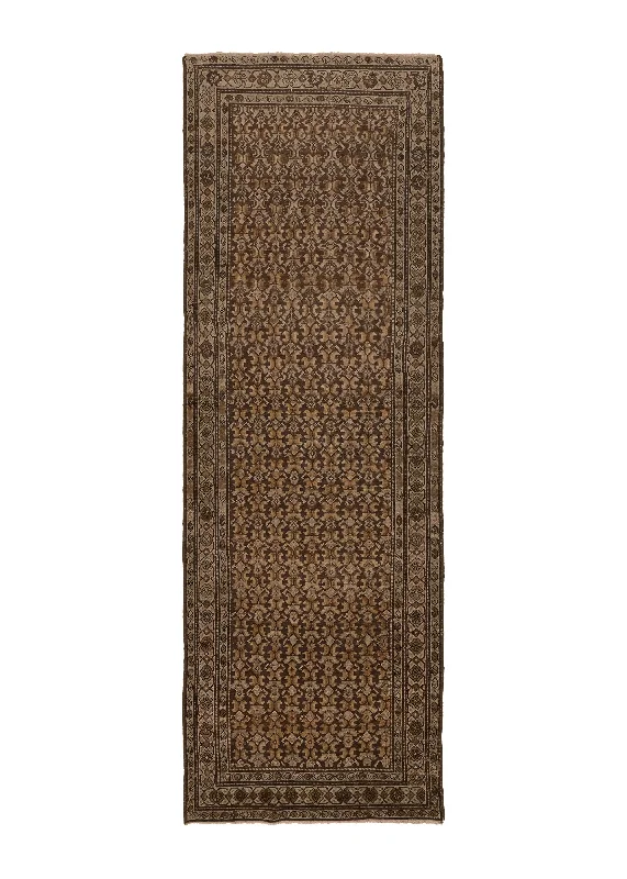 Persian Rug Malayer Handmade Runner Tribal Vintage 3'1"x9'4" (3x9) Brown Geometric Design #31687