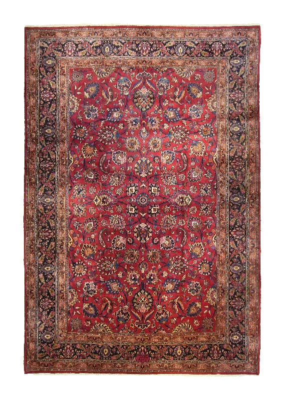 Persian Rug Mashhad Handmade Area Traditional 10'2"x15'0" (10x15) Red Floral Design #A35132