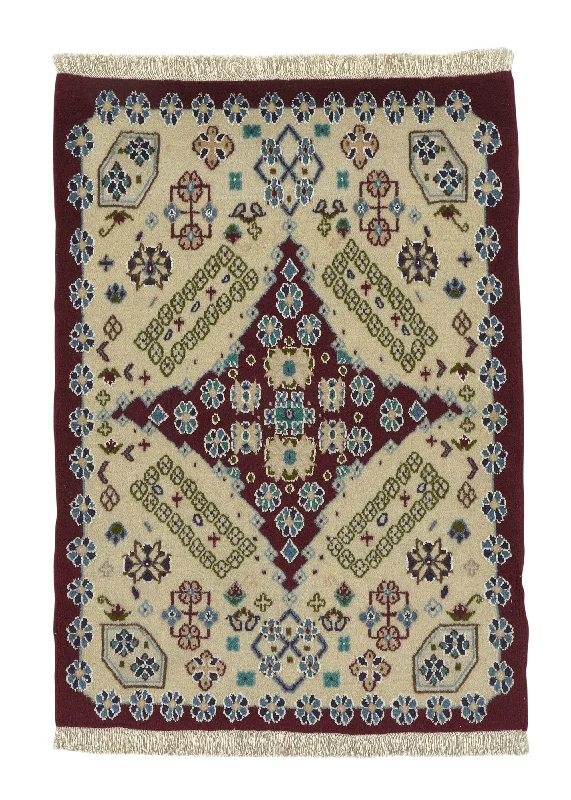 Persian Rug Nain Handmade Area Traditional 2'3"x3'1" (2x3) Blue Red Floral Animals Design #28547