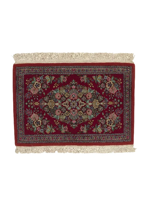 Persian Rug Qum Handmade Area Traditional Traditional 2'0"x3'1" (2x3) Red Floral Design #34858