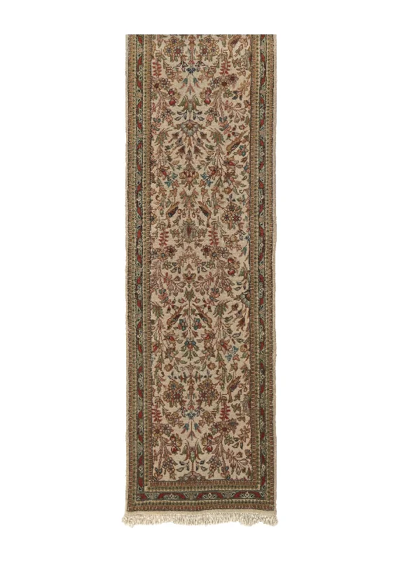 Persian Rug Tabbas Nain Handmade Runner Traditional 2'8"x13'8" (3x14) Whites/Beige Animals Tree of Life Design #35111