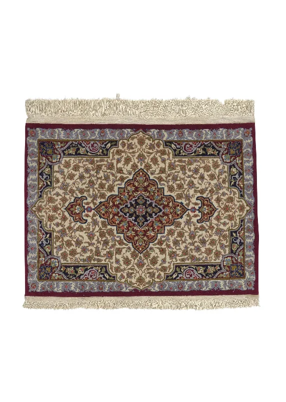 Persian Rug Tabriz Handmade Area Traditional 2'2"x3'1" (2x3) Red Whites/Beige Floral Design #34856