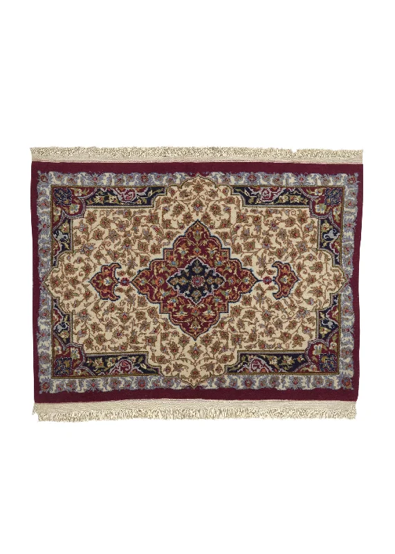 Persian Rug Tabriz Handmade Area Traditional 2'2"x3'1" (2x3) Whites/Beige Red Floral Design #34855