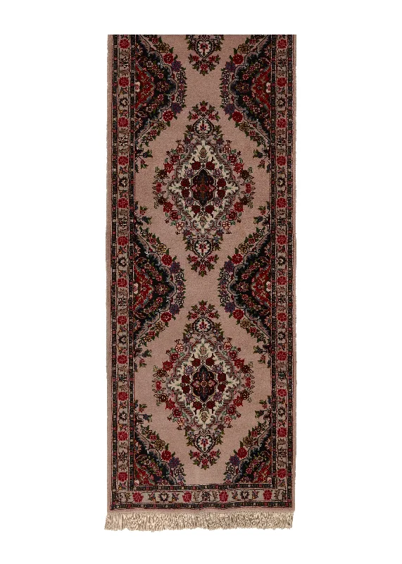 Persian Rug Tabriz Handmade Runner Traditional 2'9"x9'7" (3x10) Pink Open Field Floral Design #23147